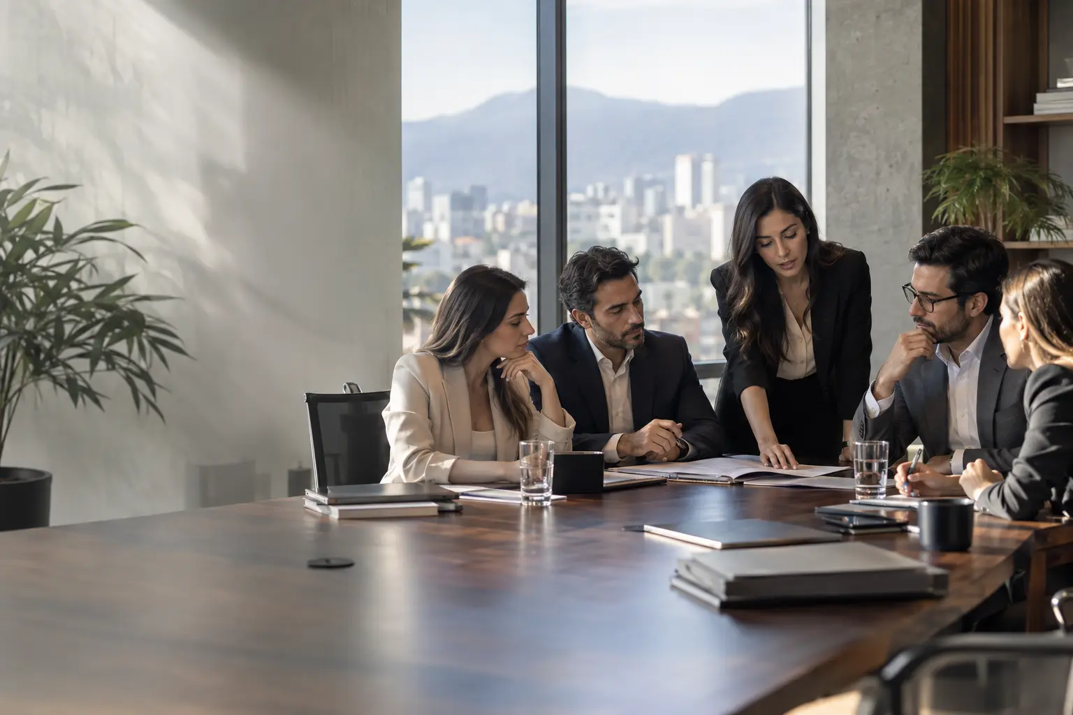 Equipo ejecutivo de Azur Services gestionando operaciones empresariales
